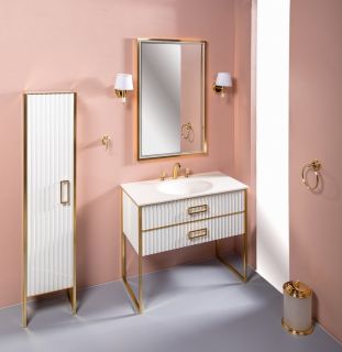 Тумба под раковину Armadi Art Monaco 100см белый/золото 866-100-WG